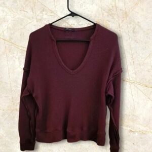 Womens (M) Forever 21 Oversized Waffle-Knit Cropped Knit Top